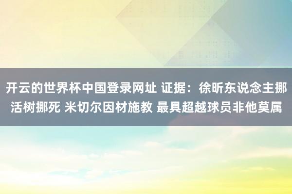 开云的世界杯中国登录网址 证据:徐昕东说念主挪活树挪死 米切尔因材施教 最具超越球员非他莫属
