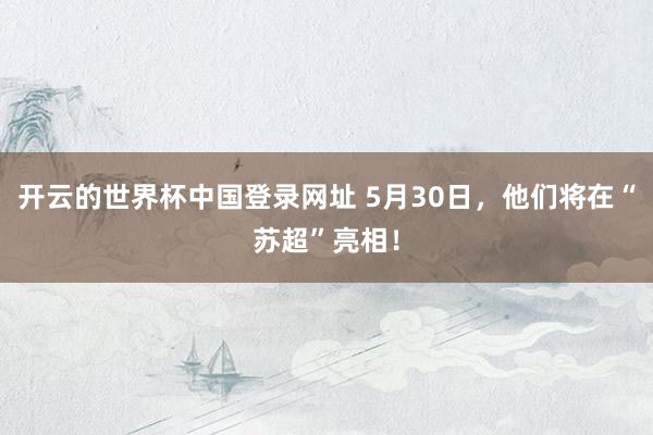开云的世界杯中国登录网址 5月30日,他们将在“苏超”亮相!