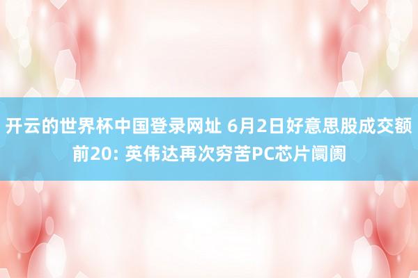 开云的世界杯中国登录网址 6月2日好意思股成交额前20: 英伟达再次穷苦PC芯片阛阓