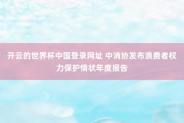 开云的世界杯中国登录网址 中消协发布浪费者权力保护情状年度报告