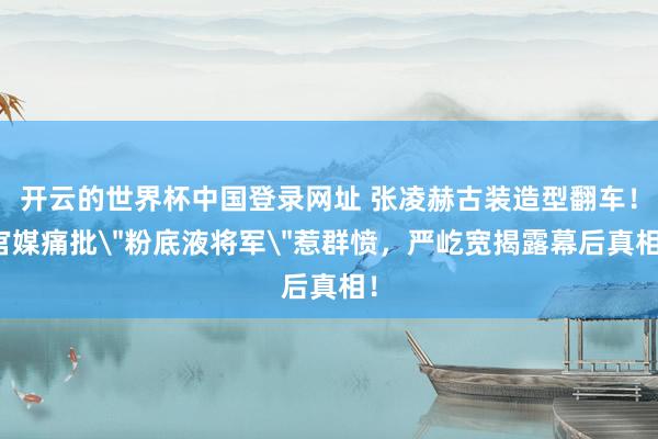 开云的世界杯中国登录网址 张凌赫古装造型翻车!官媒痛批