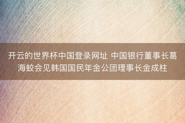 开云的世界杯中国登录网址 中国银行董事长葛海蛟会见韩国国民年金公团理事长金成柱